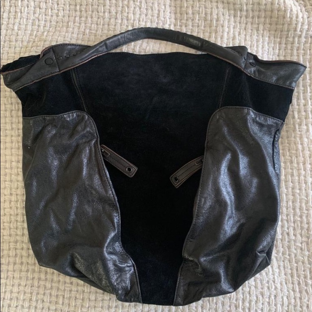 BCBG Black Suede & Leather Bag